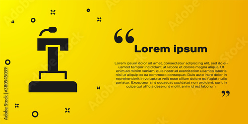 Black Stage stand or debate podium rostrum icon isolated on yellow background. Conference speech tribune. Vector.