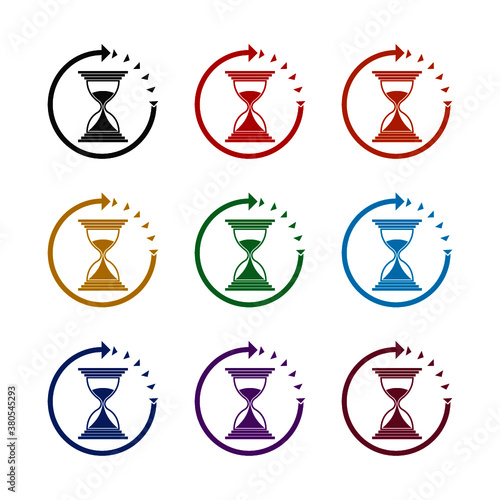 Sand glass icon isolated. Hourglass icon, color set