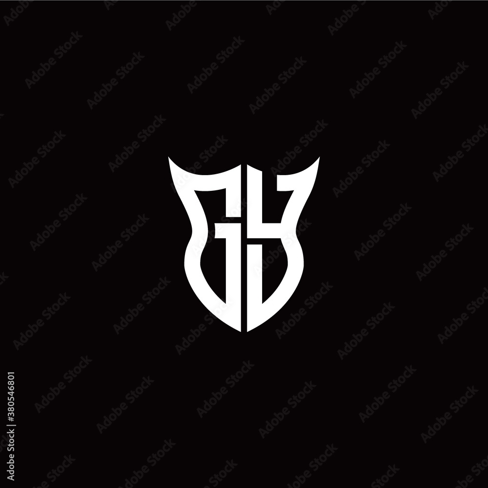 Initial G Y letter with unique shield style logo template vector Initial G Y letter with unique shield style logo template vector