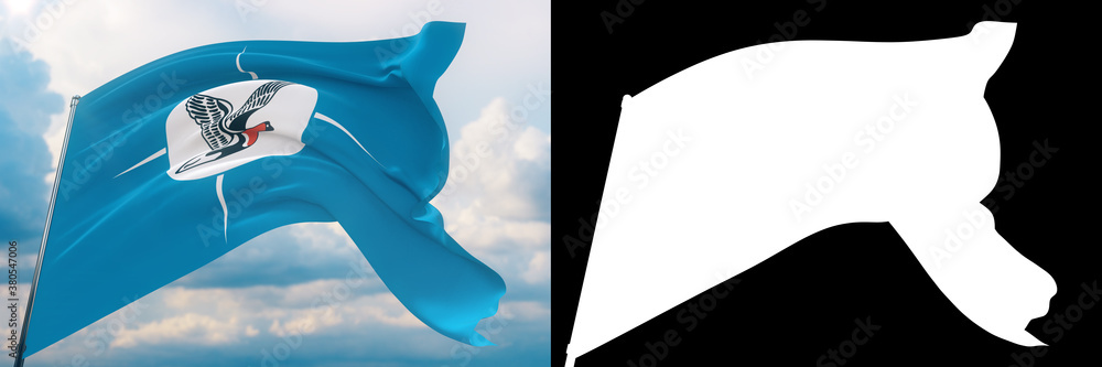 Flag of Taymyr Autonomous Okrug. High resolution close-up 3D ...