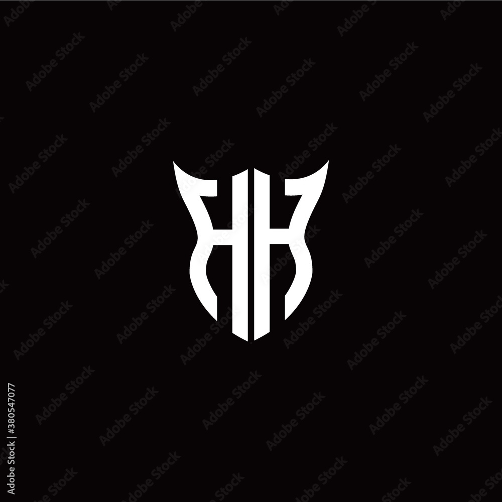 Initial H H letter with unique shield style logo template vector Initial H H letter with unique shield style logo template vector