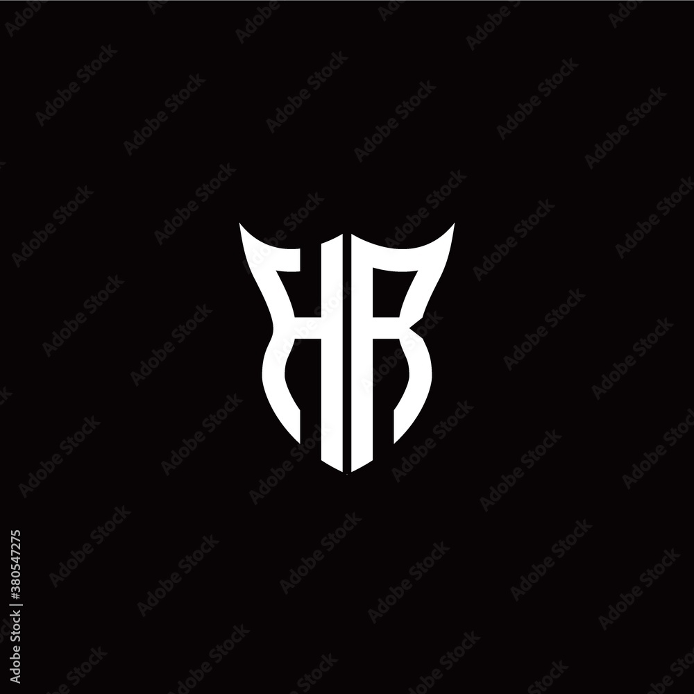 Initial H R letter with unique shield style logo template vector Initial H R letter with unique shield style logo template vector
