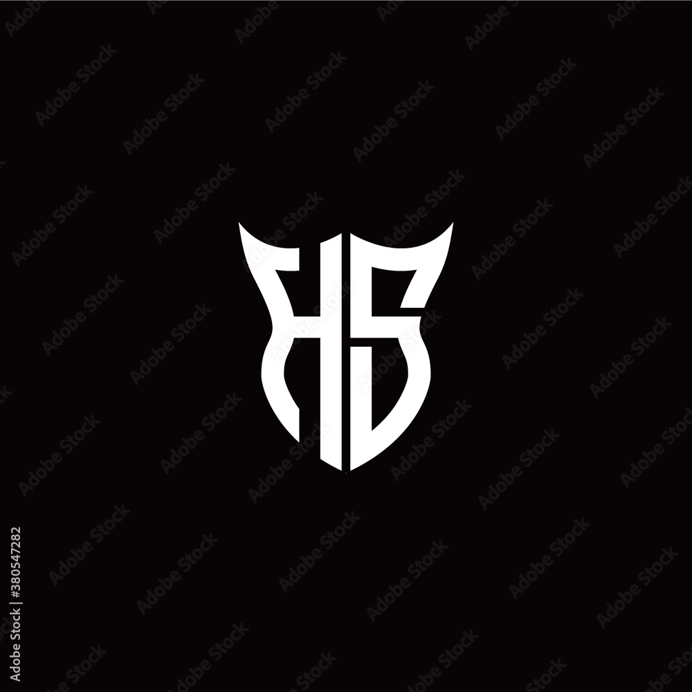 Initial H S letter with unique shield style logo template vector Initial H S letter with unique shield style logo template vector