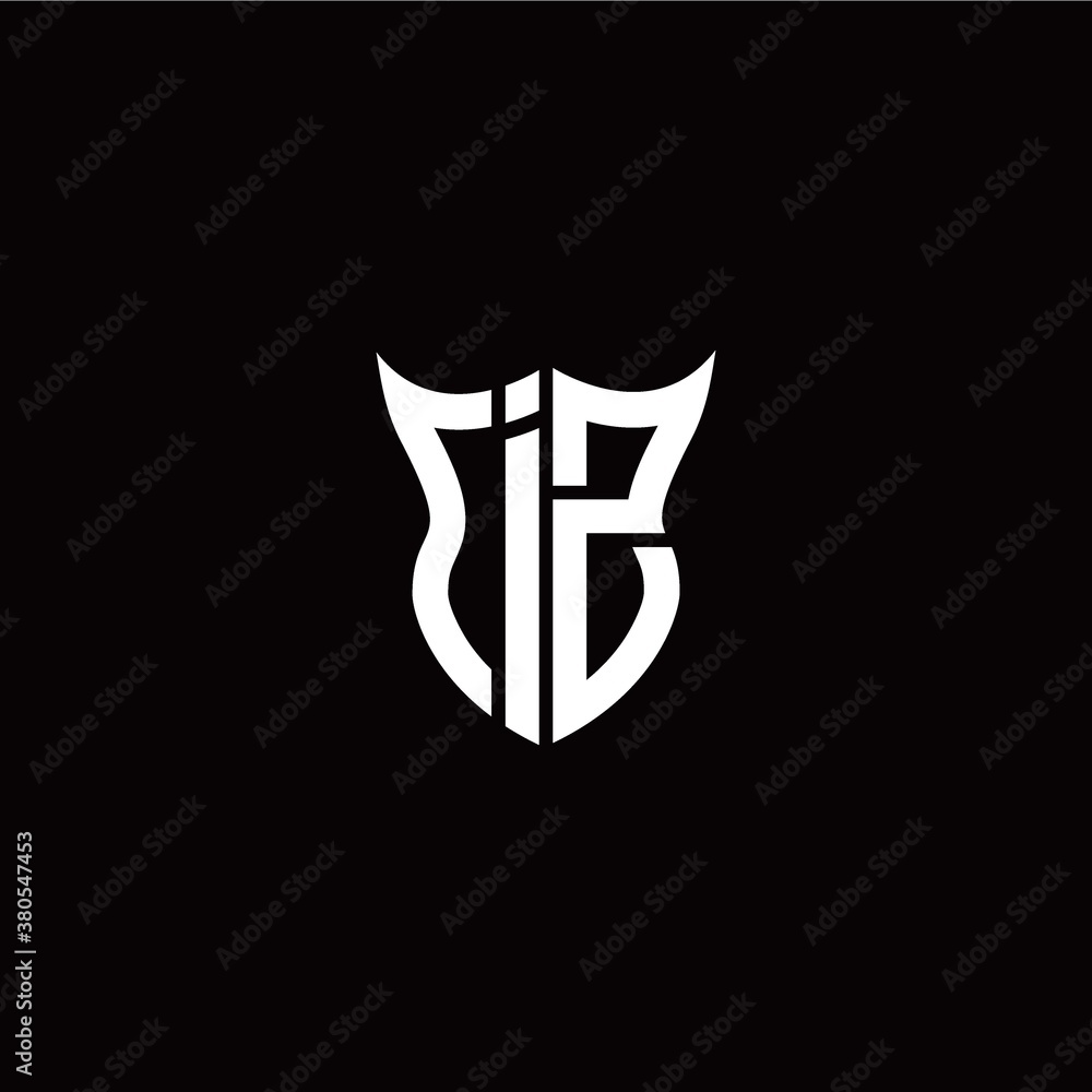 Initial I Z letter with unique shield style logo template vector Initial I Z letter with unique shield style logo template vector