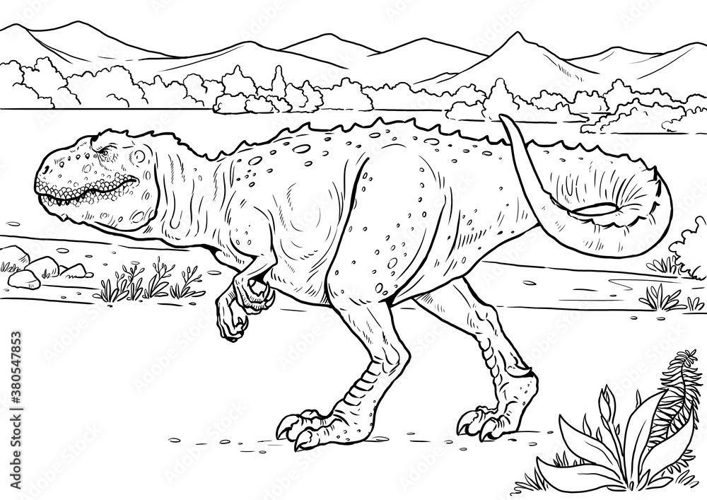 Premium Vector  Giganotosaurus coloring pages for kid