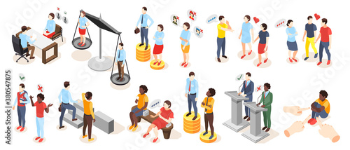 Discrimination Isometric Icons Collection