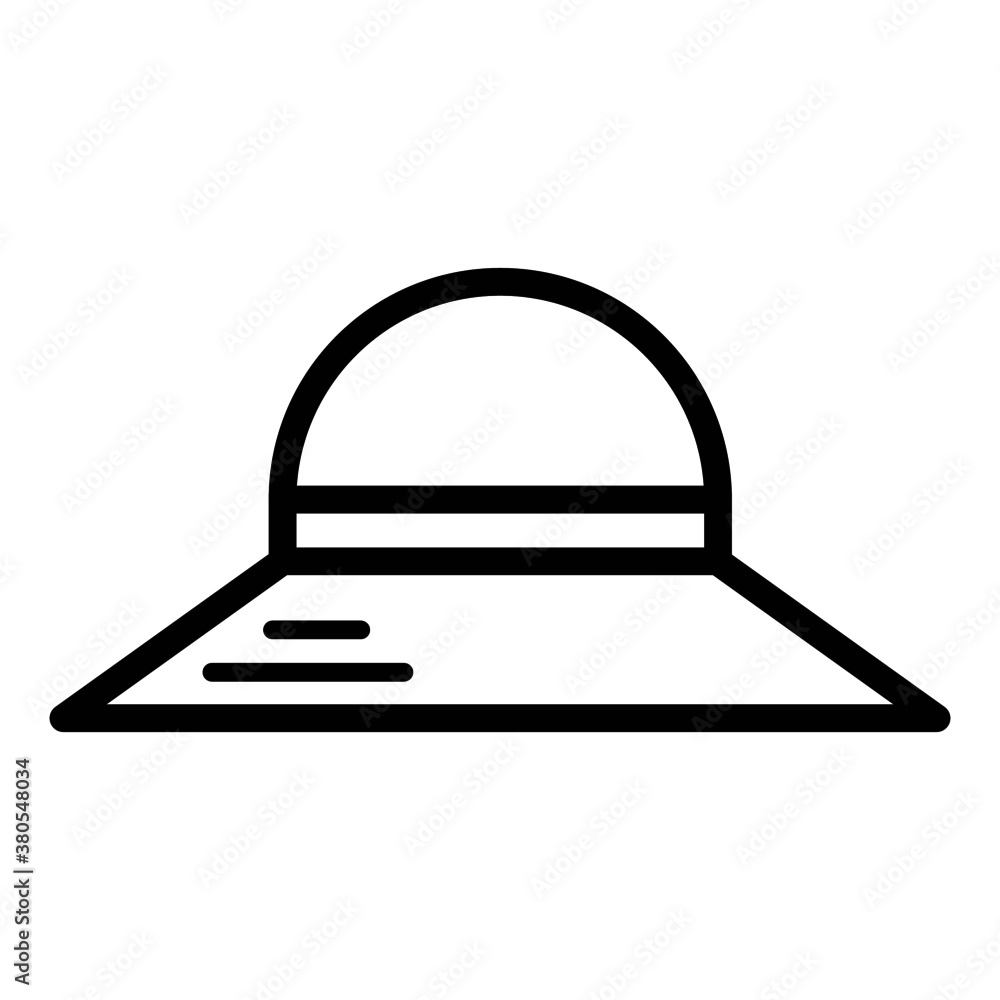 Vector high quality simple line icon illustration of a female straw hat isolated on white background Vector high quality simple line icon illustration of a female straw hat isolated on white background