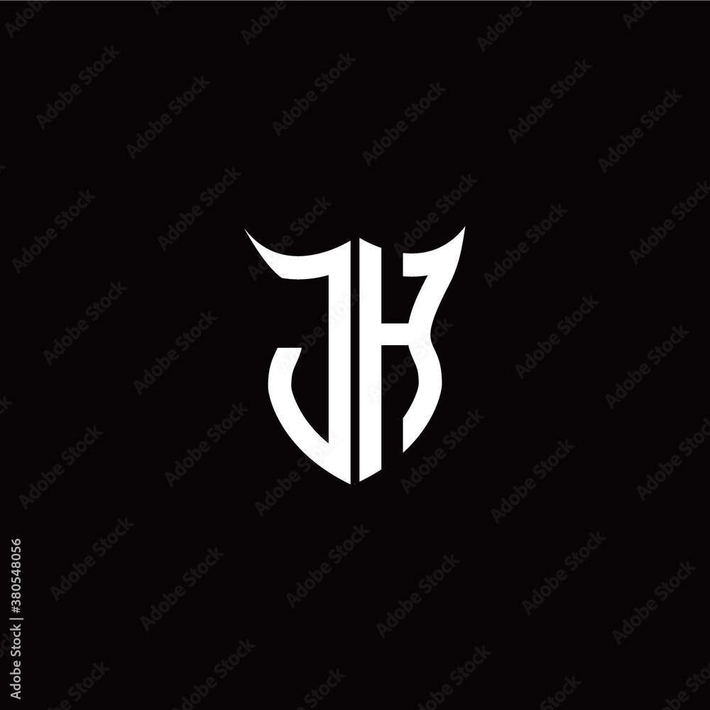 Initial J H letter with unique shield style logo template vector Initial J H letter with unique shield style logo template vector