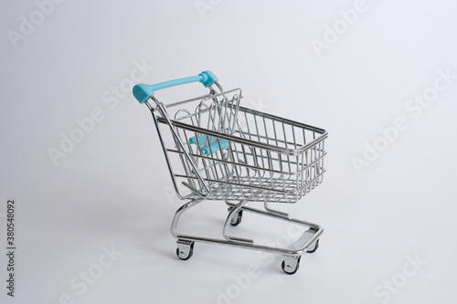 Shopping cart. On white background with copy space