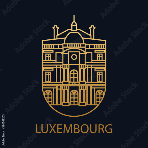 Luxembourg city icon. Illustration of the capital of Luxembourg. Grand Ducal Palace.
