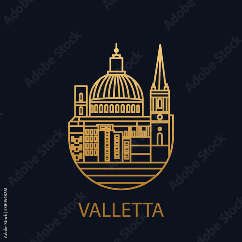 Vector icon of the city of Valletta. Capital of the Republic of Malta.