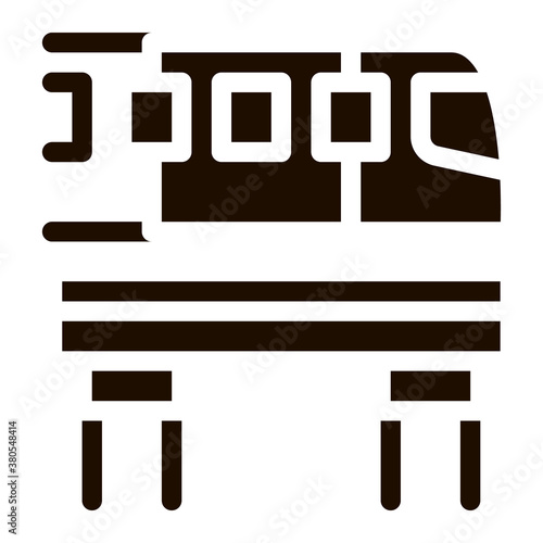 Public Transport Monorail Vector Icon. Elevated Monorail Road Train Urban Passenger Transport Pictogram. City Transportation Passage Service Contour Monochrome Illustration
