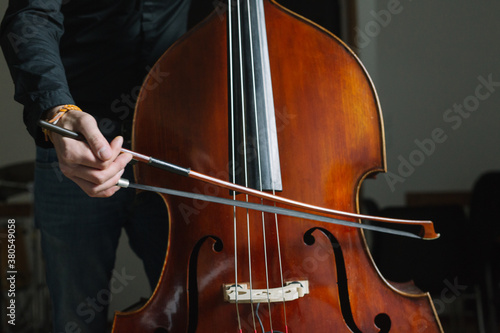 Portrait of double bass musician photo