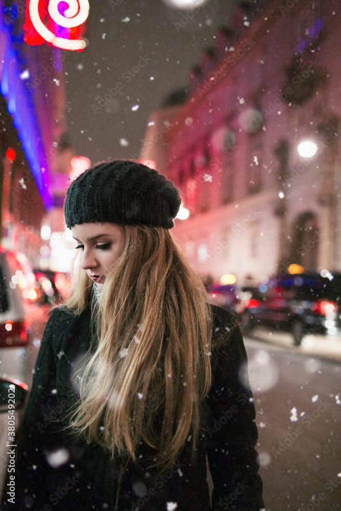 Young woman and snow Young woman and snow
