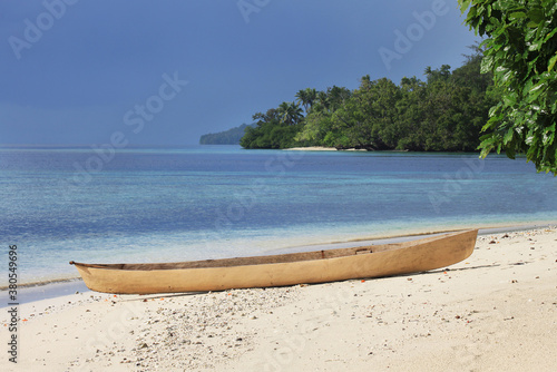 Canoe beached in the Pacific Islands