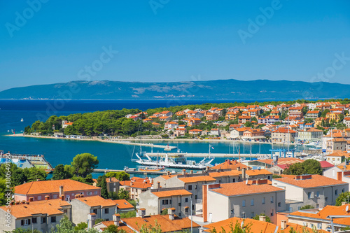 Panoramic view of town of Cres on the island of Cres in Croatia, beautiful Adriatic seascape © ilijaa