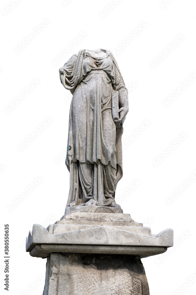 Fototapeta Statue of a young angel isolated on white