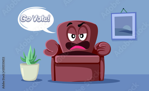 Cartoon Couch Saying Go Vote in this Elections
