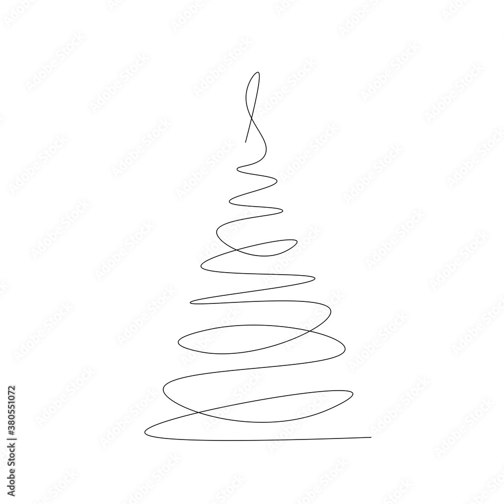 Christmas tree line drawing. Vector illustration Christmas tree line drawing. Vector illustration