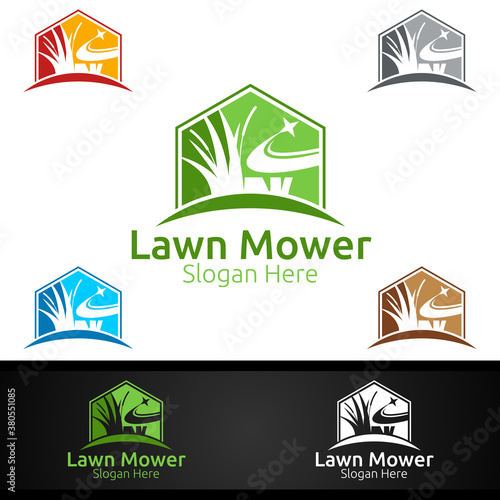 Lawn Mower Logo for Lawn Mowing Gardener Design