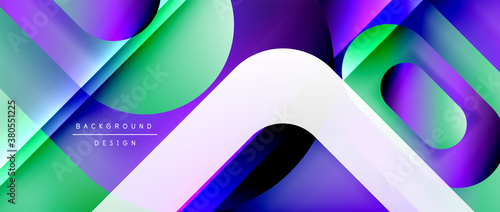 Vector geometric abstract background with lines and modern forms. Fluid gradient with abstract round shapes and shadow and light effects