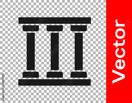 Black Prison window icon isolated on transparent background. Vector.