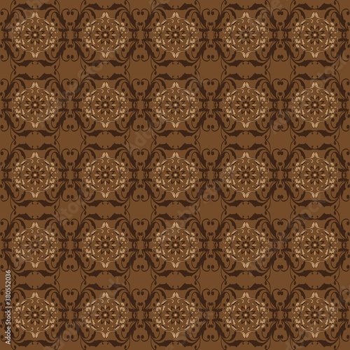Modern flower motifs on Parang batik design with dark brown color concept.