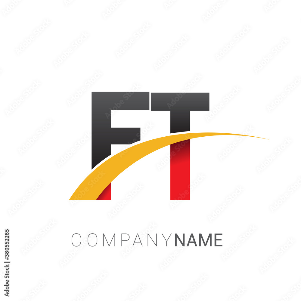 initial letter VL logotype company name colored red, black and yellow  swoosh design. isolated on white background.