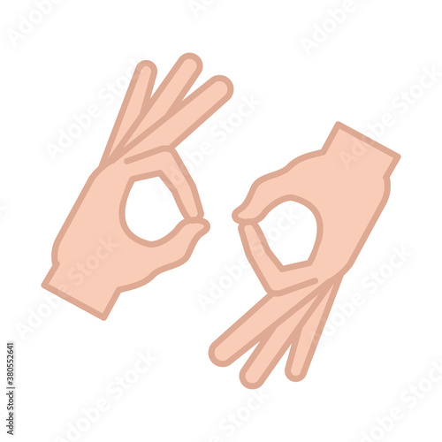 sign language interpreting hand gesture, line and fill icon