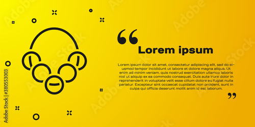 Black Russian bagels on a rope icon isolated on yellow background. Vector.