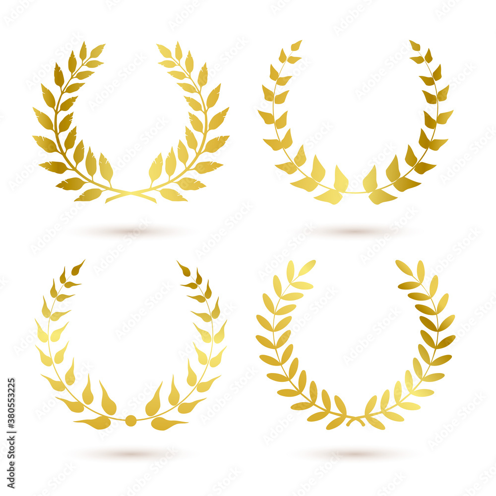 Gold set of laurel wreaths. Vector illustration . Gold set of laurel wreaths. Vector illustration .