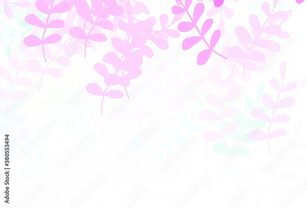Light Pink, Green vector abstract pattern with leaves.