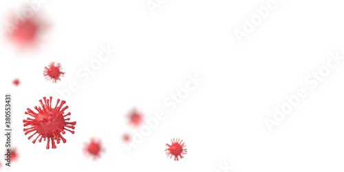 3D rendering of corona virus on white background 
