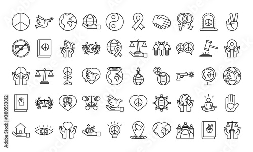 bundle of fifty human rights line style set icons
