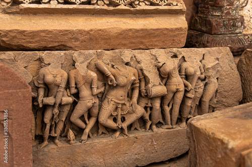 ancient destroyed ruined  statue of indian temple at harsh mountain sikar,rajasthan photo