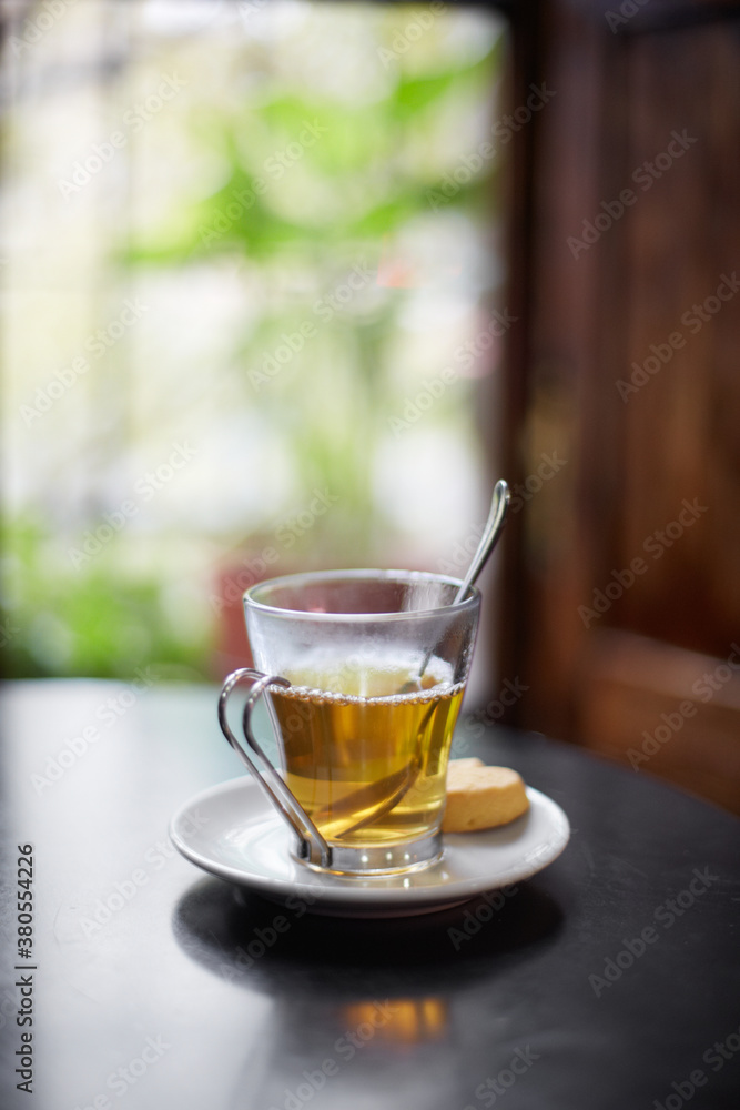 Close of teacup on a shop table Close of teacup on a shop table