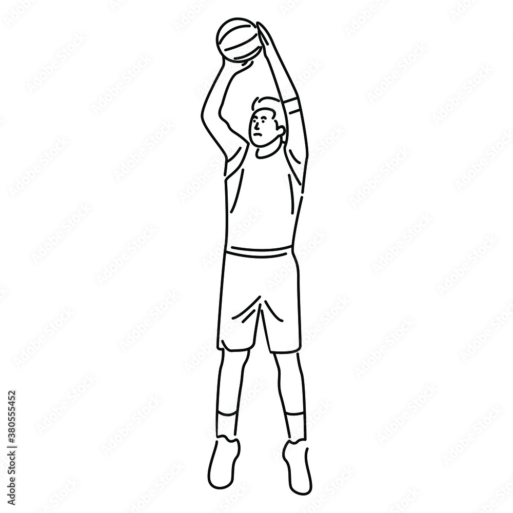 Man Playing Basketball. Line art illustration Man Playing Basketball. Line art illustration