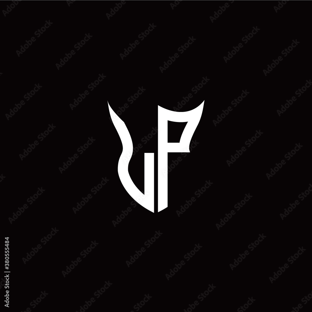 Initial L P letter with unique shield style logo template vector Initial L P letter with unique shield style logo template vector