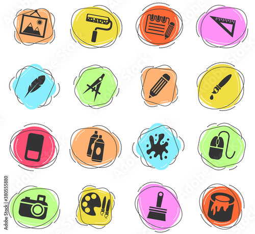 art tools icon set