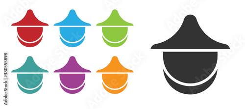 Black Beekeeper with protect hat icon isolated on white background. Special protective uniform. Set icons colorful. Vector.