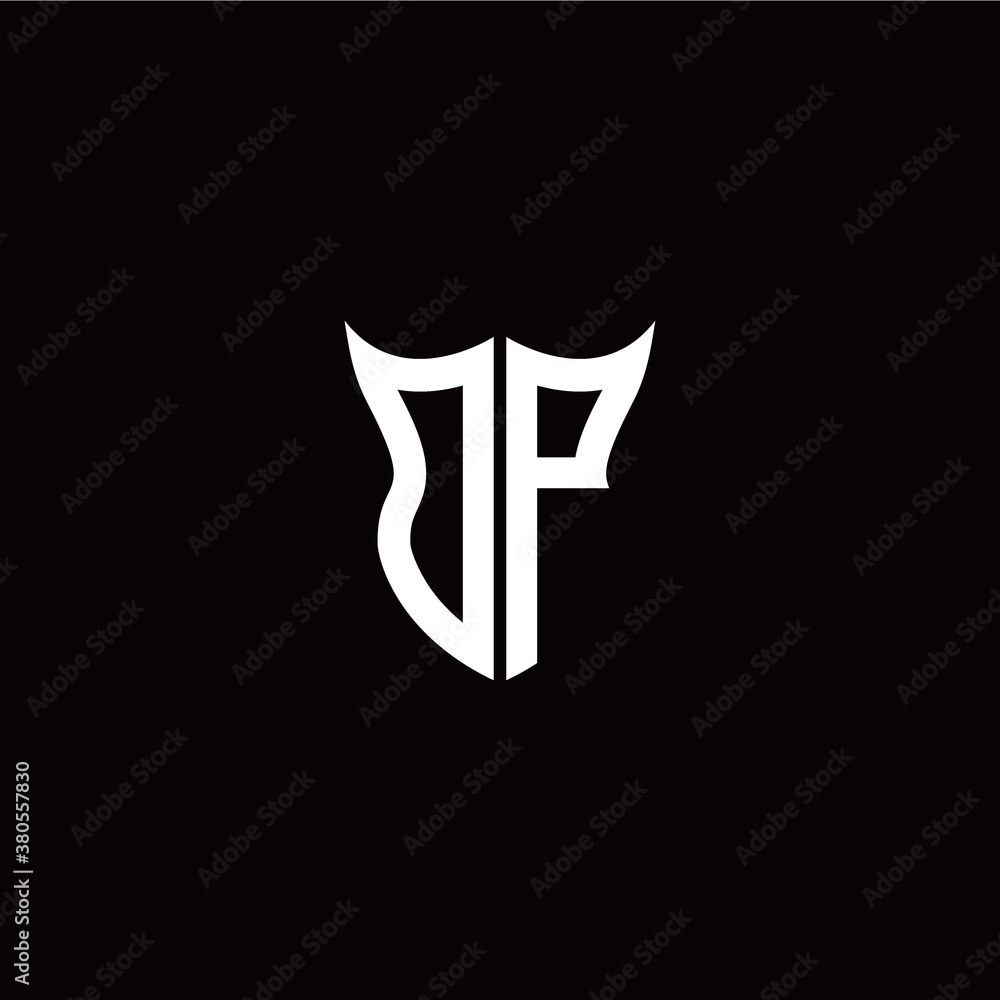 Initial O P letter with unique shield style logo template vector Initial O P letter with unique shield style logo template vector