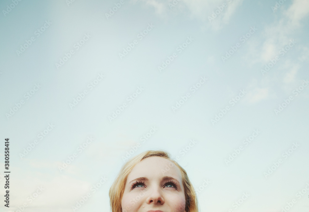 Teen girl looking up Teen girl looking up