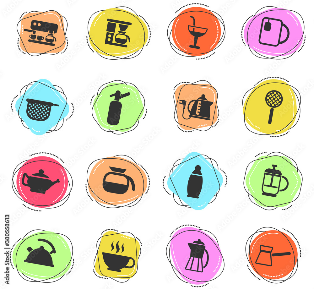 utensils for beverages icon set utensils for beverages icon set