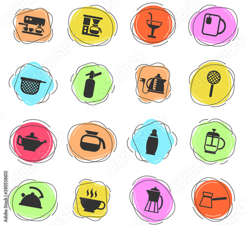 utensils for beverages icon set