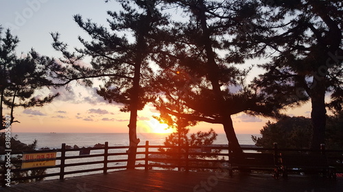 sunset on the beach, trip to korea