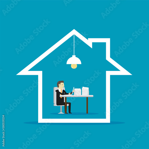 Businessman working at home