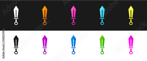 Set Sword toy icon isolated on black and white background. Vector.