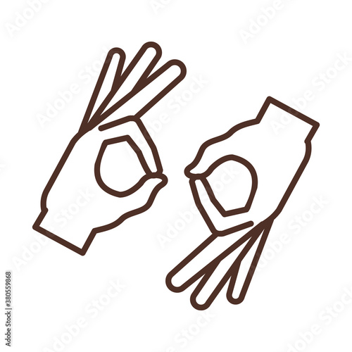 sign language interpreting hand gesture, line icon