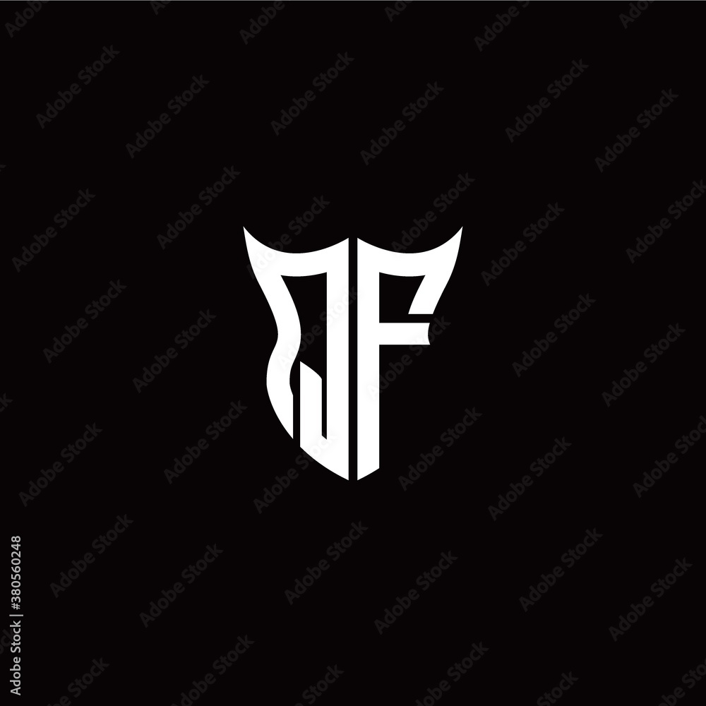 Initial Q F letter with unique shield style logo template vector Initial Q F letter with unique shield style logo template vector