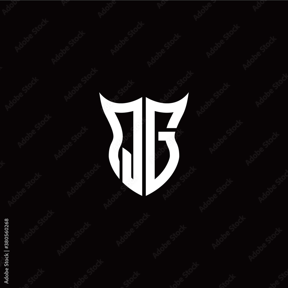 Initial Q G letter with unique shield style logo template vector Initial Q G letter with unique shield style logo template vector